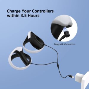 NexiGo Wall Mount Set for PSVR2 Controllers, [Space Saving & Organized Setup] Sturdy Steel Controller Holder and Headphone Hanger, Dual Magnetic USB-C Cable, Hanging Near or Behind TV