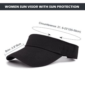 Komorebi Visors for Women Mens Sun Visors with UV Protection Sports Sun Visor Hats Tennis Golf Adjustable Sun Cap 01 Black One Size