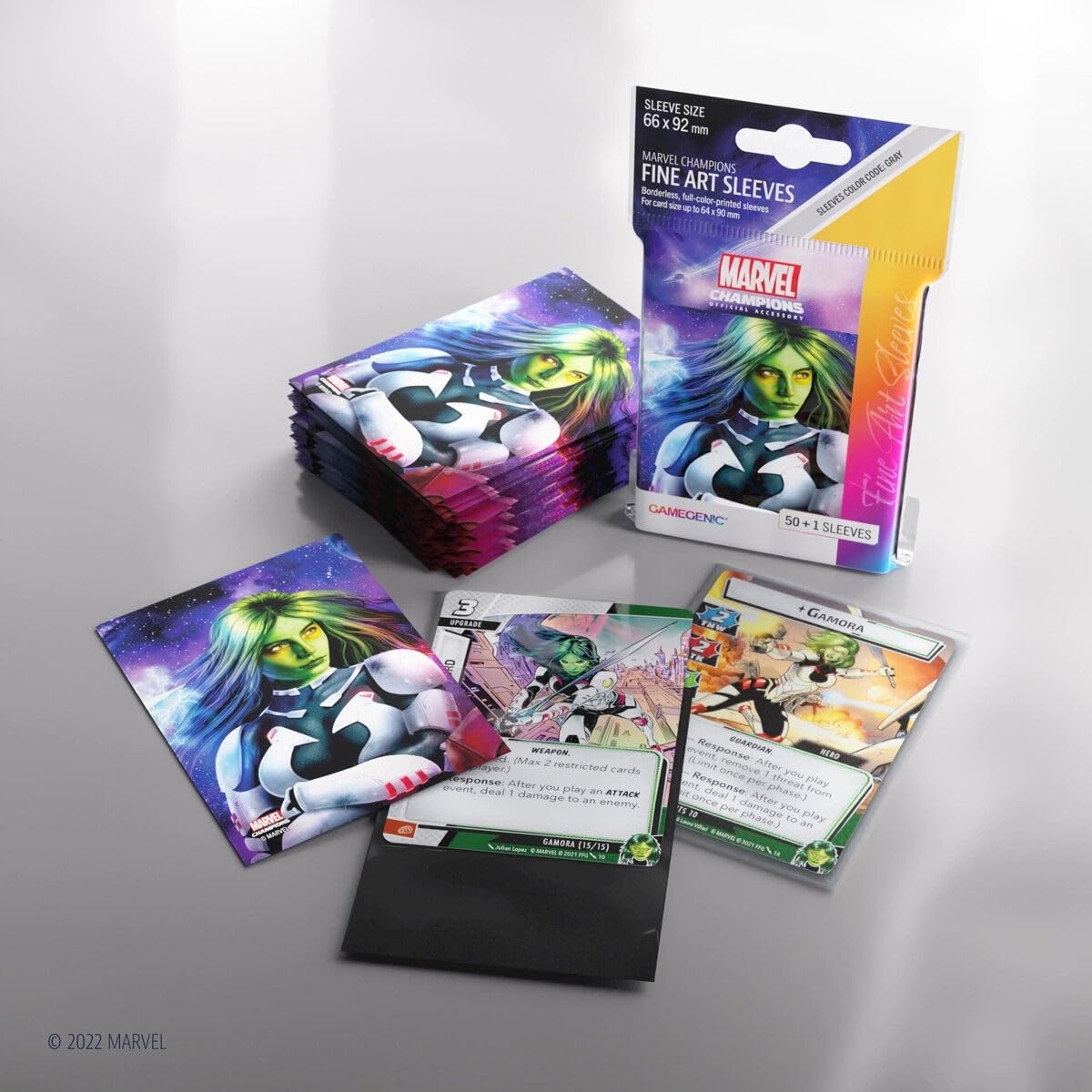 Gamegenic Marvel Champions The Card Game Official Gamora Fine Art Sleeves Pack of 50 Art Sleeves and 1 Clear Sleeve Card Game Holder Use with TCG and LCG Games Made by Fantasy Flight Games