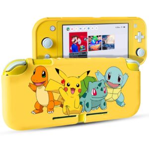 xcitifun designed for nintendo switch lite case switch lite tpu cases for girls boys kids cute kawaii protective shell compatible with nintendo switch lite controller carrying cover - poke yellow