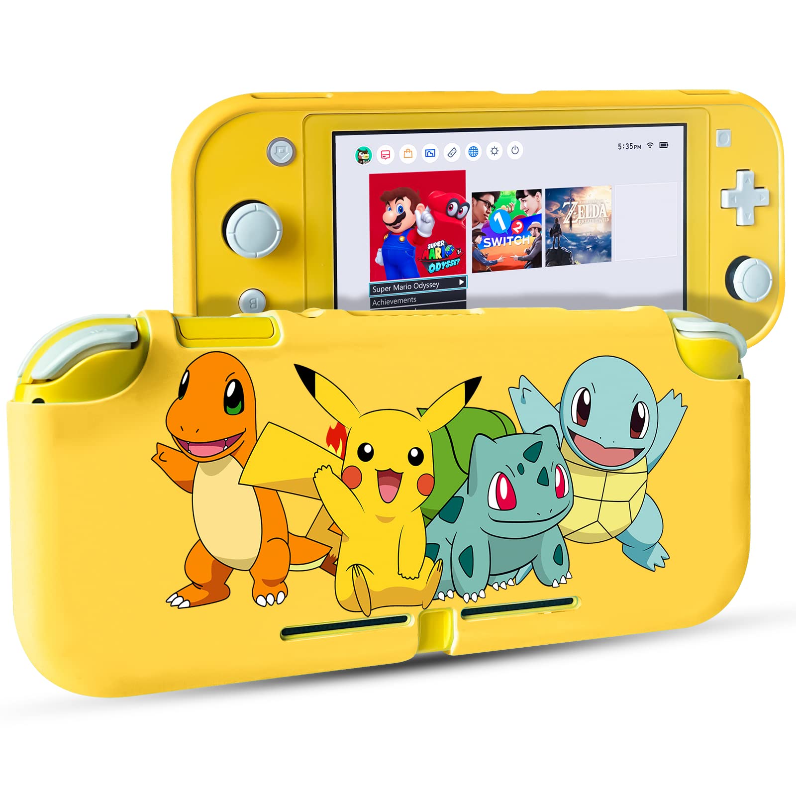 Xcitifun Designed for Nintendo Switch Lite Case Switch Lite TPU Cases for Girls Boys Kids Cute Kawaii Protective Shell Compatible with Nintendo Switch Lite Controller Carrying Cover - Poke Yellow