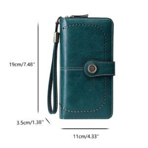 ENVEZ Wallets for Women Fashion Wax Leather Credit Card Wallet With Rfid Blocking Large Capacity Handbag Best Gifts for Girls