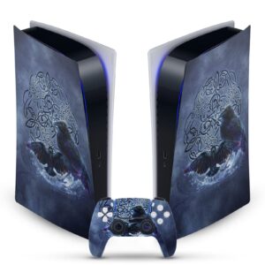 head case designs officially licensed brigid ashwood raven art mix vinyl faceplate sticker gaming skin decal compatible with sony playstation 5 ps5 digital edition console and dualsense controller