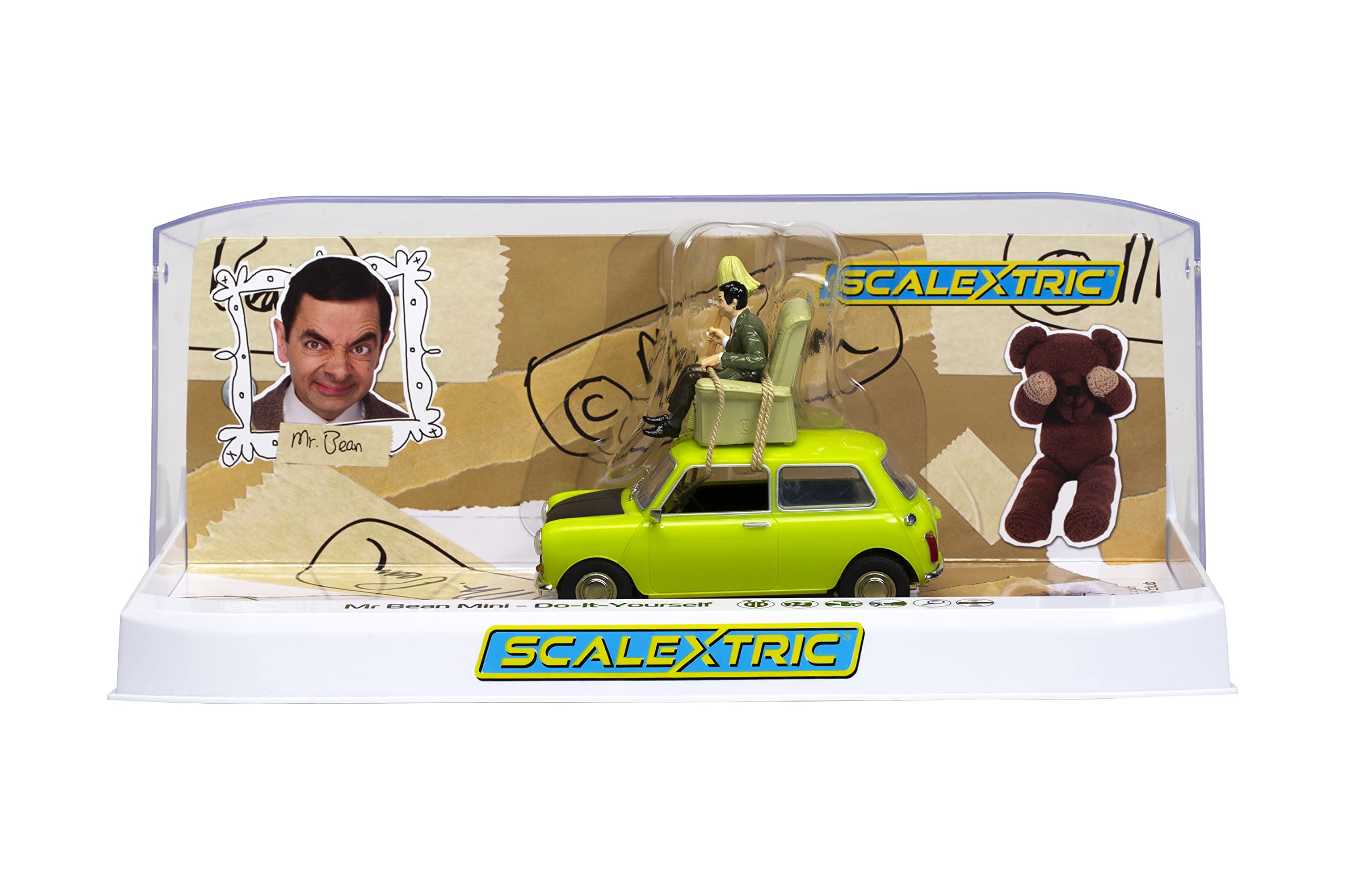 Scalextric Mr. Bean's Do-It-Yourself Mini Cooper 1:32 Slot Race Car C4334