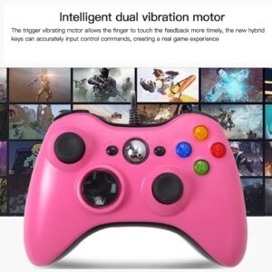 GRABOTE Wired PC Controller for Xbox 360 Game Controller for Steam PC Xbox 360 with Dual-Vibration Fit for Xbox 360 Slim and PC Windows 7,8,10,11 Pink