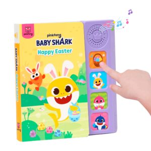 baby shark happy easter 4 button sound book, baby shark children's easter books, interactive learning books for toddlers, learning & education toys, baby shark seasonal gifts for babies