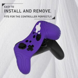 PlayVital Samurai Edition Ergonomic Silicone Skin Protective Case for Nintendo Switch Pro Controller, Soft Anti-Slip Controller Grip Protector for Nintendo Switch Pro with Thumb Grip Caps - Purple