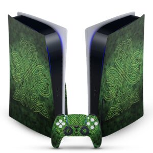 Head Case Designs Officially Licensed Brigid Ashwood Irish Shamrock Art Mix Vinyl Faceplate Sticker Gaming Skin Decal Compatible With Sony PlayStation 5 PS5 Disc Edition Console & DualSense Controller