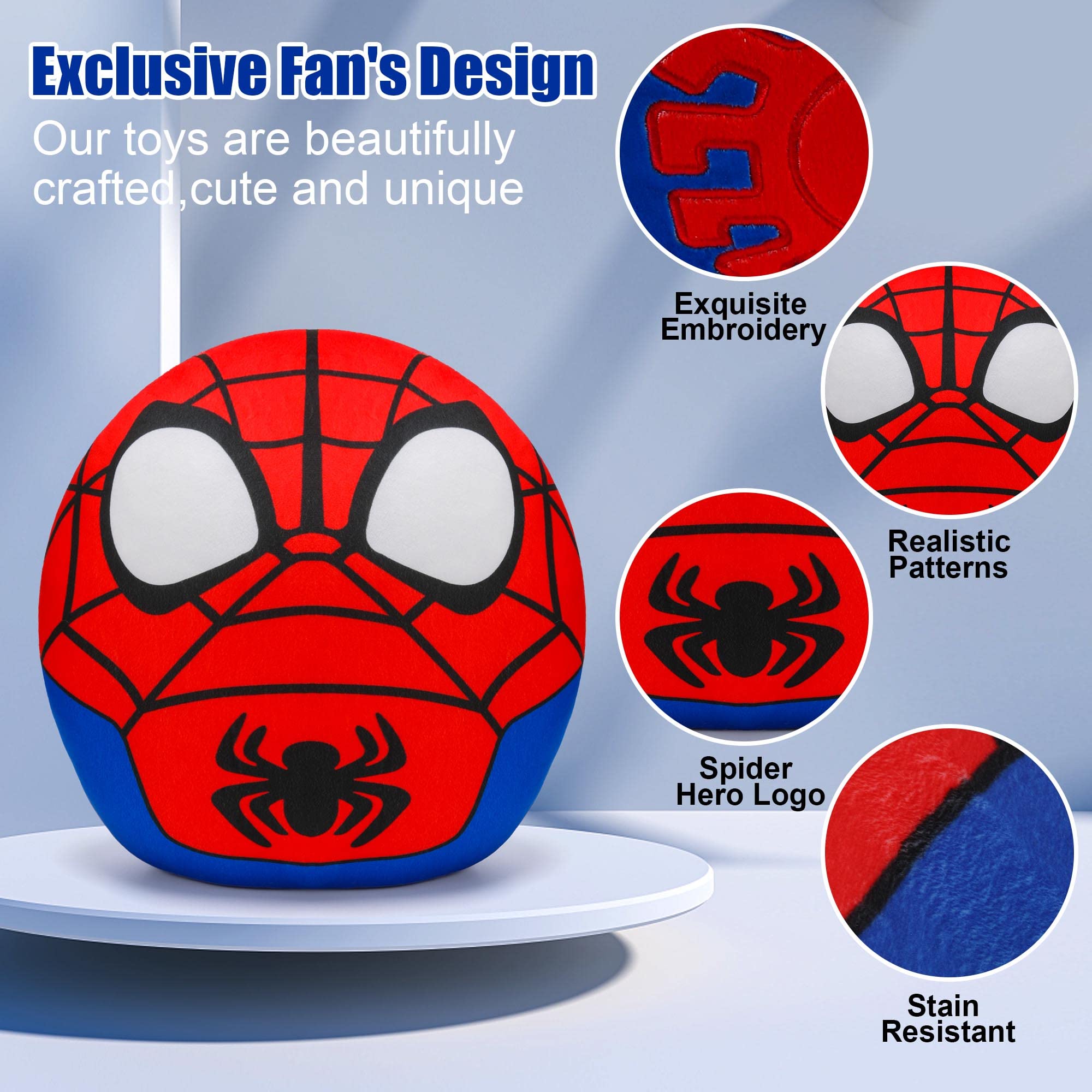 Hevano 13.5 Inch Spider Plushies Stuffed Animal Toys, Super Soft Spider Plush Pillow for Kids Adults Movie Fans, Birthday/Children's Day Gift, Red