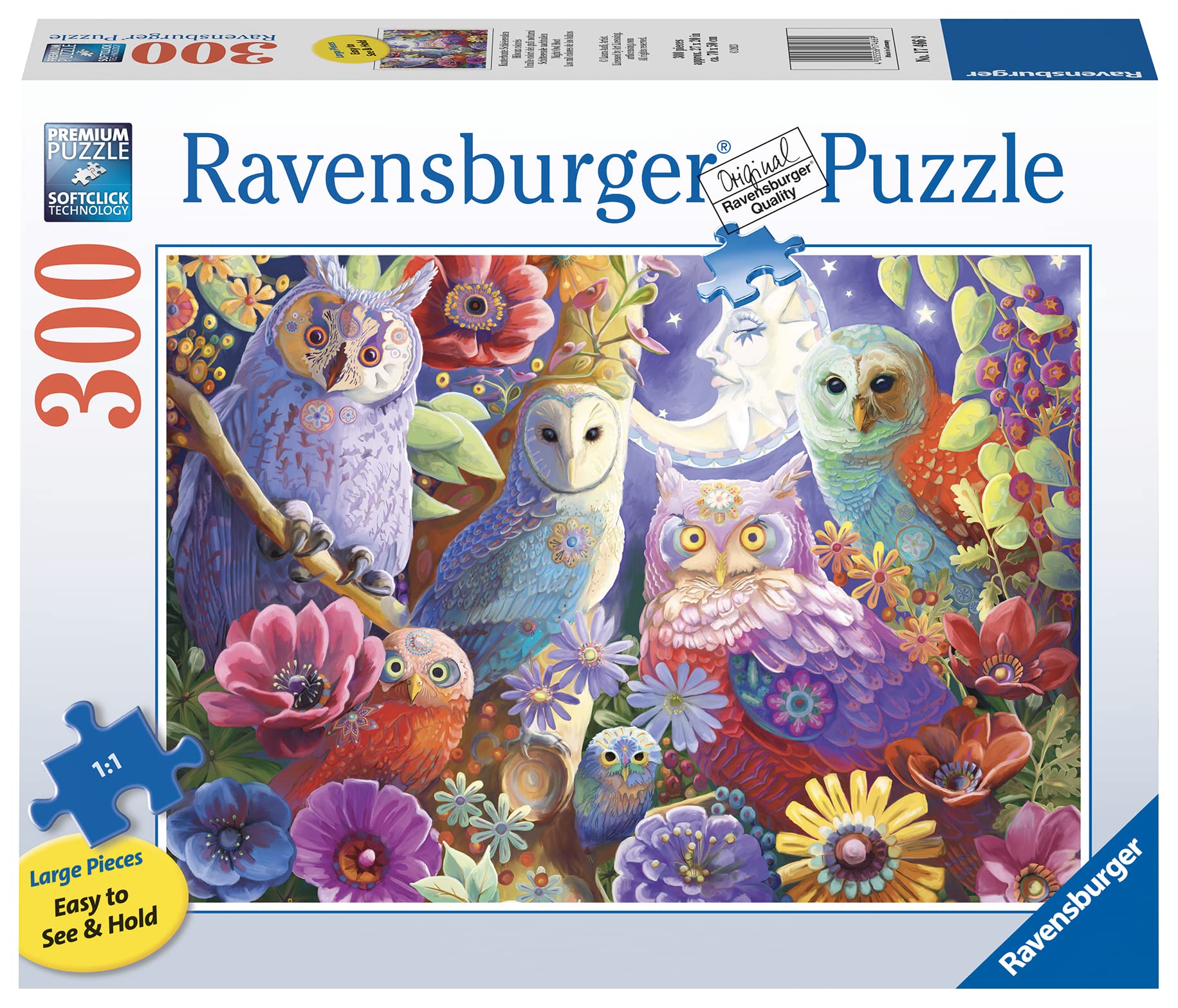 Ravensburger Night Owl Hoot Jigsaw Puzzle - 300 Larger Format Pieces | Vibrant, Glare-Free Imagery | Perfect Interlocking Fit | FSC Certified Sustainable Wood | Ideal for Ages 9 and Up