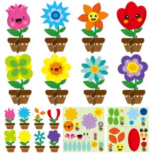 watinc 32 packs father’s day flower craft kits make your spring diy flowers craft set sun mouth eyes stickers springtime flowers decorations for kids boy girl home school fun activities