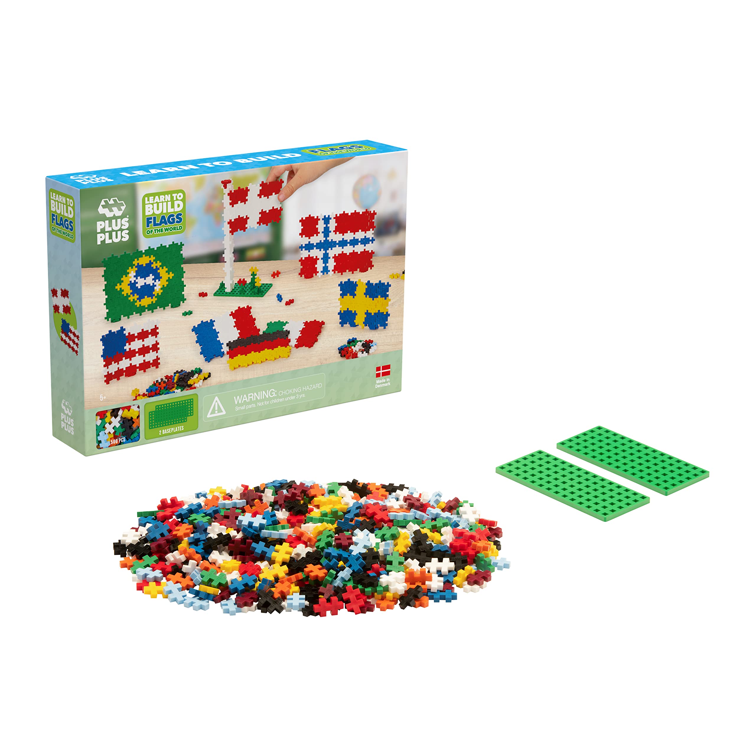 PLUS PLUS - Learn to Build - Flags of The World - 500 Pieces, Construction Building Stem/Steam Toy, Interlocking Mini Puzzle Blocks for Kids