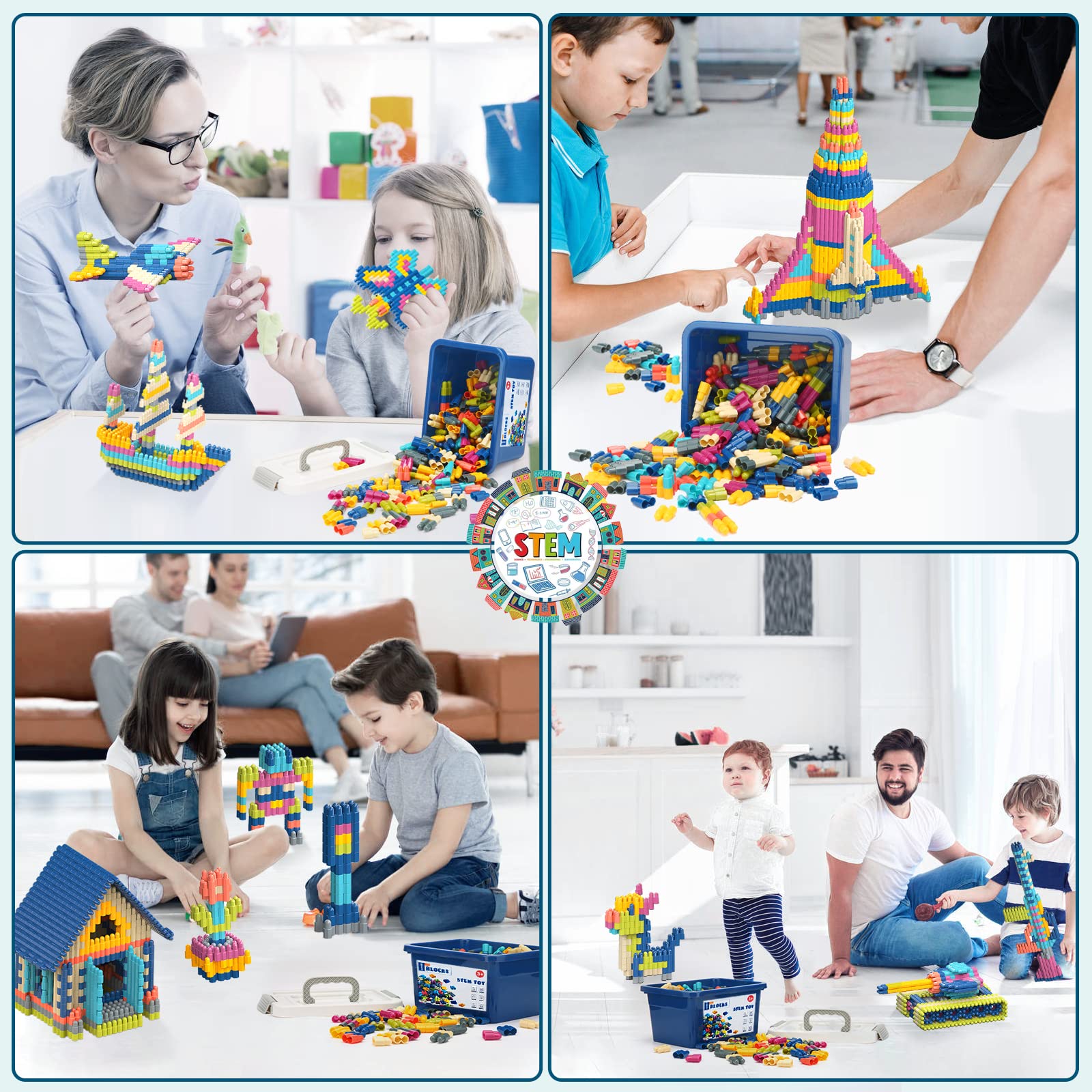 KlayBear 320 Pieces Building Blocks Sets for Kids, STEM Building Toys for Kids Ages 6-8-12, Learning & Educational Toys Gifts for Boys Girls, Kid Brain Development Preschool Kindergarten Sensory Toys