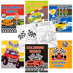 japbor 24pcs race car coloring books bulk for kids party favors, racing small art color book for goody bags birthday painting games gifts, truck transportation themed diy doodle mini booklet supplies