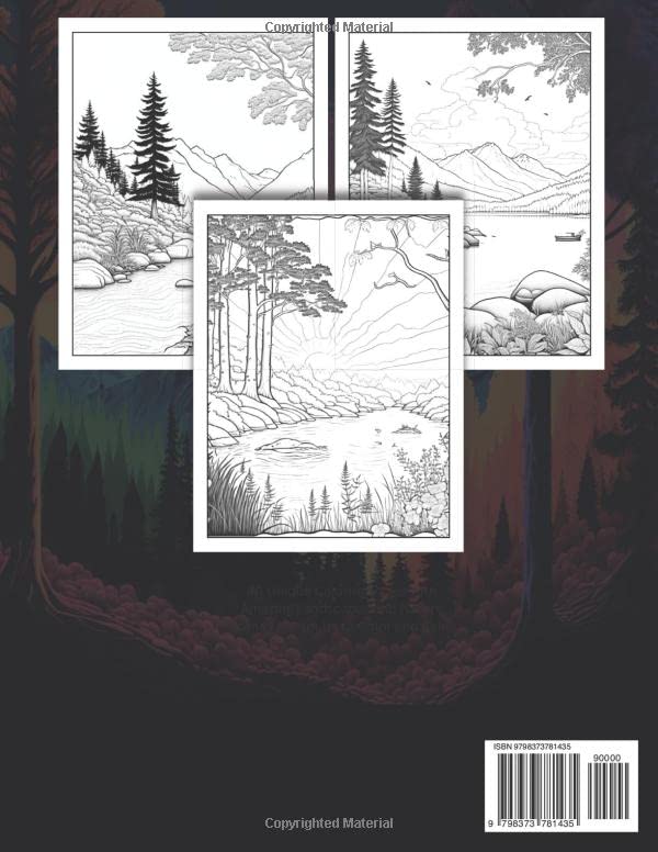 Relaxing Landscapes: Nature Coloring Book - 40 Unique Coloring Pages with Amazing Landscapes and Nature Scenes for Adults to Color and Relax