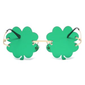 laspor st. patrick's day irish shamrock sunglasses for women men green lucky leprechaun for costume accessories (clover dark green)