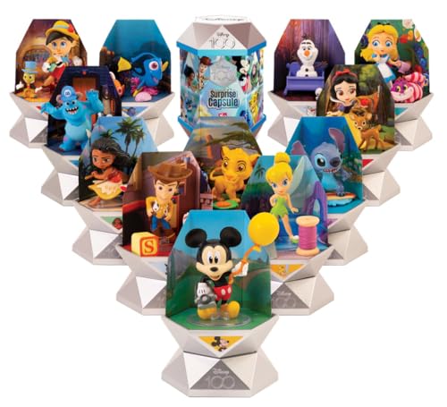 YuMe Disney 100 Mystery Capsules - Rare Pixar & Disney Vinyl Figurines, Series 1 Blind Bag Collectibles 12 Pack