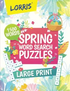 spring word search for adults large print puzzle books for adults and seniors: easter basket stuffers 1500 words 100 puzzles word find games for brain (stocking stuffers)