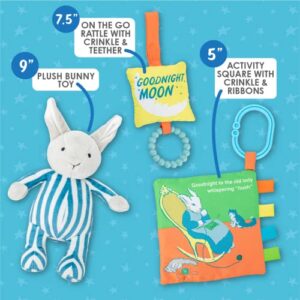 KIDS PREFERRED Good Night Moon - 3 Piece Gift Set with Stuffed Animal Bunny Rabbit Plush and Activity Toys for Babies and Toddlers