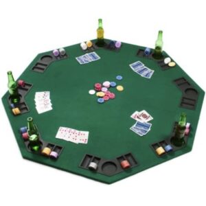 48" Green Octagon Folding Poker and Blackjack Table Top with Carrying Case