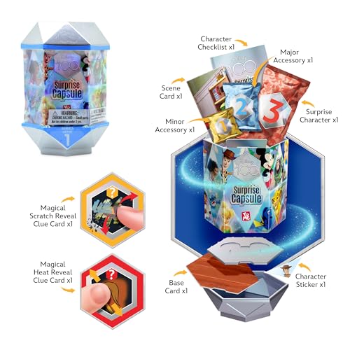 YuMe Disney 100 Mystery Capsules - Rare Pixar & Disney Vinyl Figurines, Series 1 Blind Bag Collectibles 12 Pack