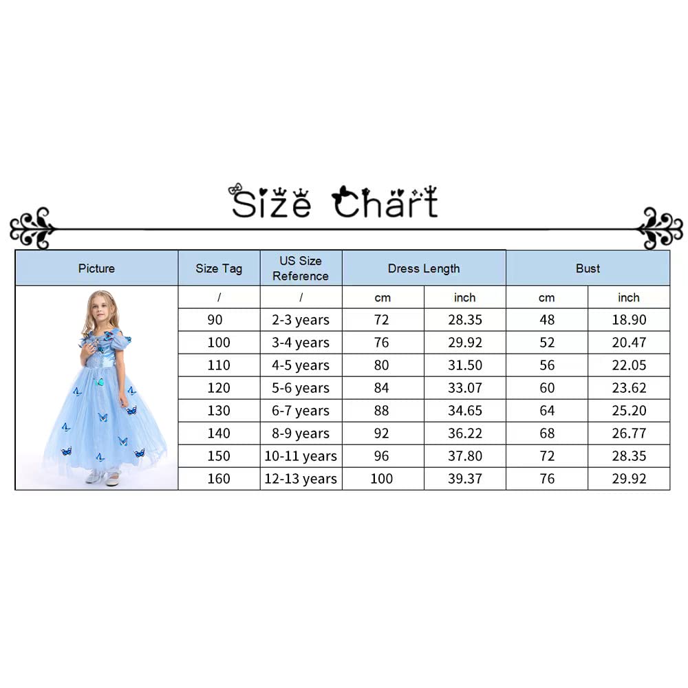 SNOWLION Princess Elsa Costume for Little Girls Toddler Princess Dress Up with Accessories Cinderella Cosplay Queen Snow (Blue, 3-4 Years)