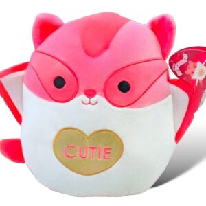 Squishmallows Official Kellytoy Rayn Sugar Glider 12 Inch Hot Pink and White with “ Cutie” on Belly Plush - 2023 Valentine’s Squad Stuffed Animal Toy Pillow