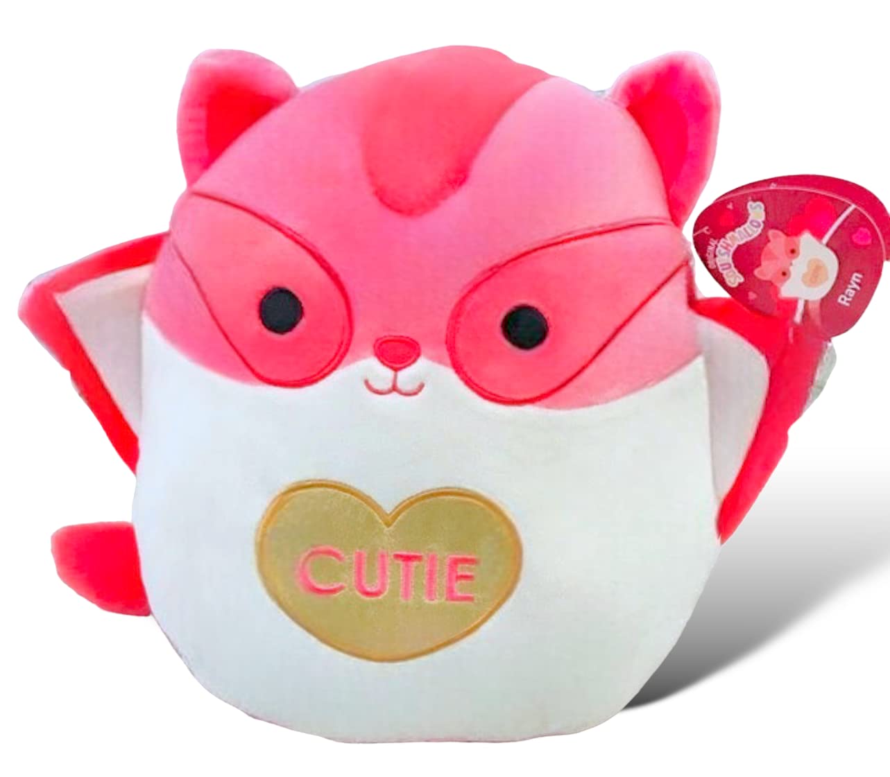 Squishmallows Official Kellytoy Rayn Sugar Glider 12 Inch Hot Pink and White with “ Cutie” on Belly Plush - 2023 Valentine’s Squad Stuffed Animal Toy Pillow