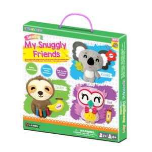 c.s. kids magic world diy personalised sewing kit - bs15 my snuggly friends (my owl/my koala/my sloth)|arts & crafts gifts | educational sewing kit for kids(safety needle & instruction included)