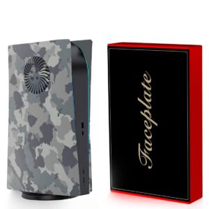 calaxike PS5 Cover Plate with Anti-Scratch, Anti-Fingerprint and Airflow Vents - Grey Camouflage Design