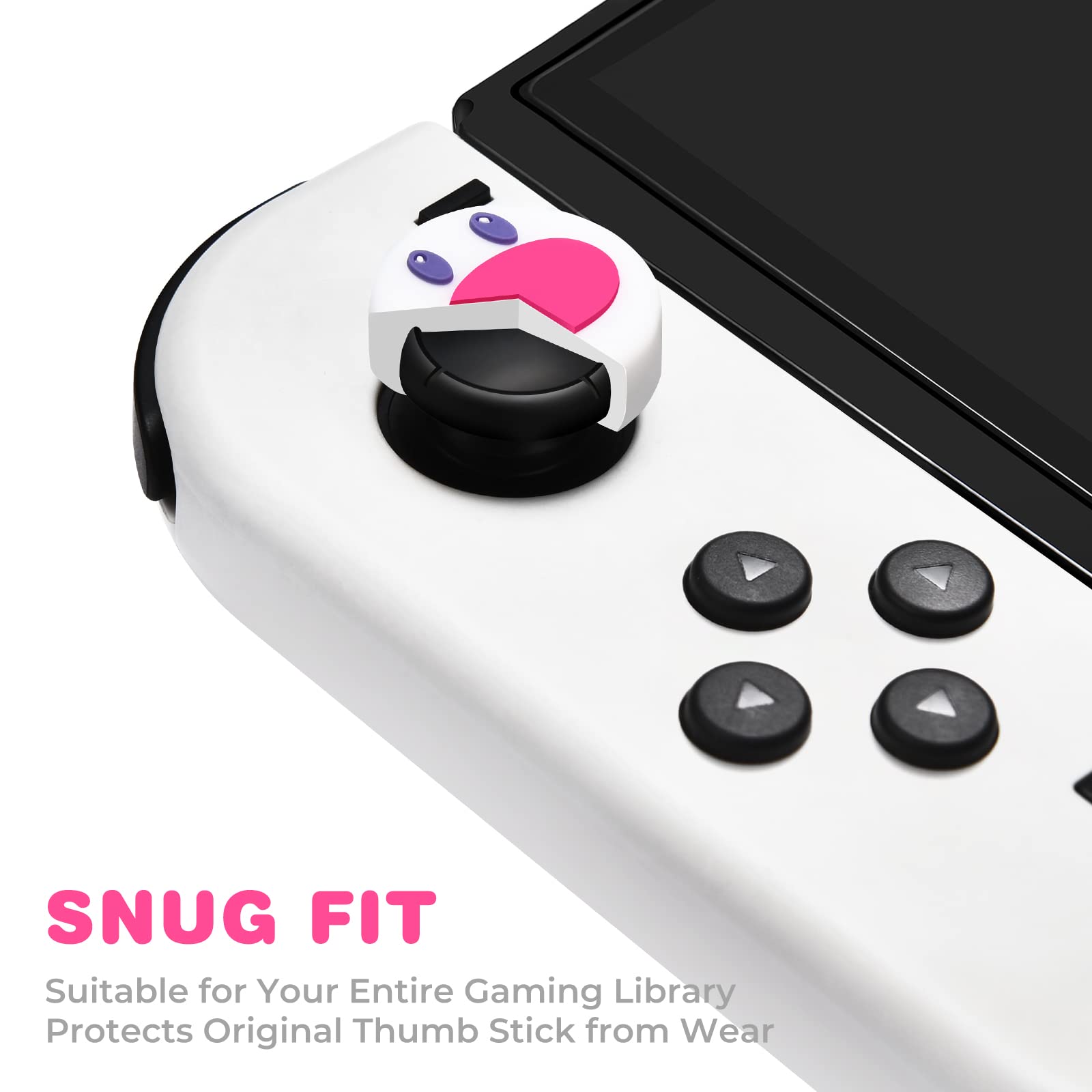 Switch Thumb Grips Joystick Caps Compatible with Nintendo Switch/OLED/Lite Controller Accessories,FUNLAB Cute Silicone Analog Stick Cover,4PCS - Wugtrio Pink & Wiglett White