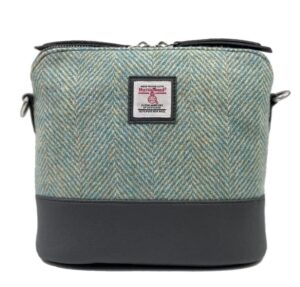 maccessori turquoise herringbone harris tweed square shoulder handbag purse, green, large