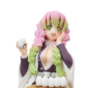 FOUONTOS Mitsuri Kanroji Action Figure Ghost Slayer Figure Eat Rice Balls Series Action Figure Toys Collection Anime Sitting Pose Character Action Figure Onigiri Love Pillar