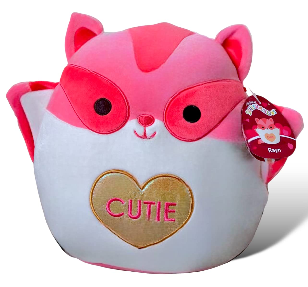 Squishmallows Official Kellytoy Rayn Sugar Glider 12 Inch Hot Pink and White with “ Cutie” on Belly Plush - 2023 Valentine’s Squad Stuffed Animal Toy Pillow