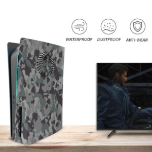 calaxike PS5 Cover Plate with Anti-Scratch, Anti-Fingerprint and Airflow Vents - Grey Camouflage Design