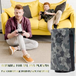 calaxike PS5 Cover Plate with Anti-Scratch, Anti-Fingerprint and Airflow Vents - Grey Camouflage Design