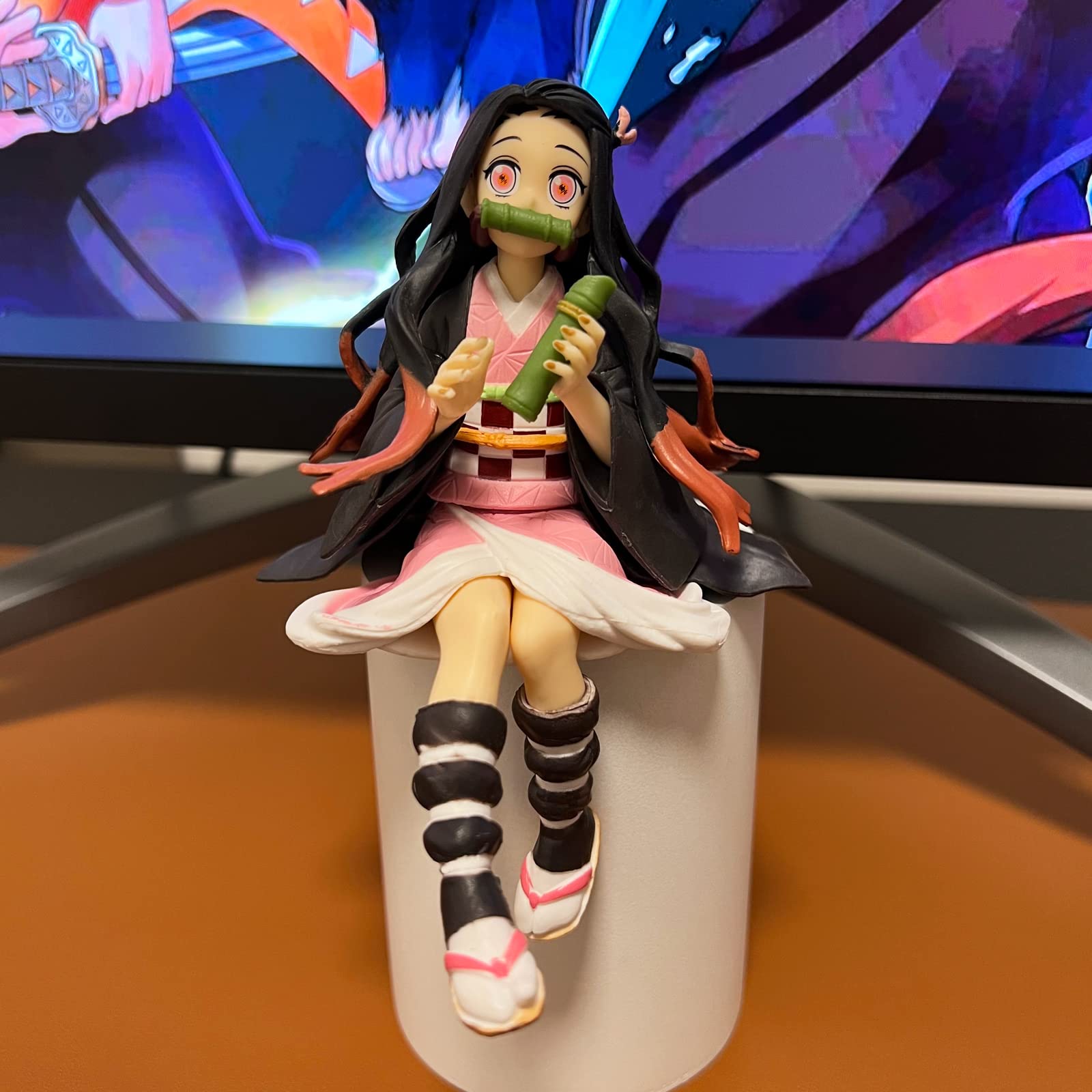 FOUONTOS Nezuko Kamado Ghost Slayer Figure Eat Rice Balls Series Action Figure Toys Collection Desk Decor Collection Toy (Onigiri Nezuko)