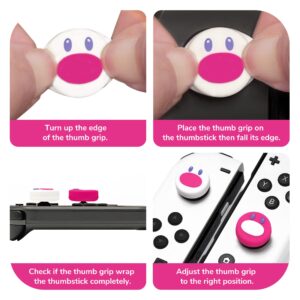 Switch Thumb Grips Joystick Caps Compatible with Nintendo Switch/OLED/Lite Controller Accessories,FUNLAB Cute Silicone Analog Stick Cover,4PCS - Wugtrio Pink & Wiglett White