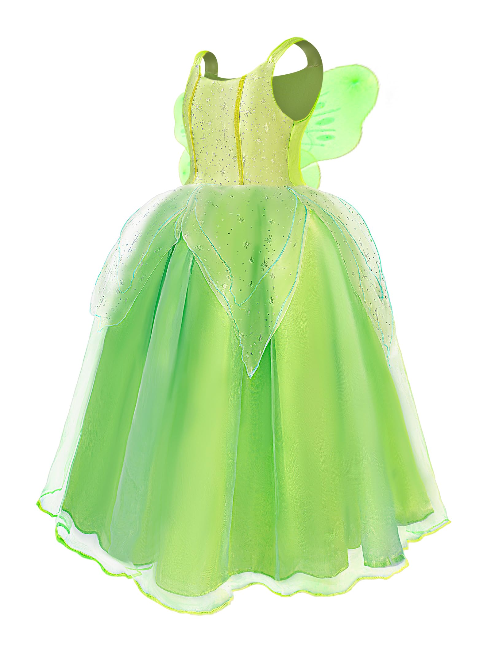 UPORPOR Light Up Fairy Costumes Girls Halloween Dress Kids Dressing Up Clothes Birthday Party Fancy led Costume, with Wing Green, 110