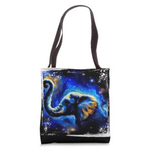 swirling galaxy elephant tote bag