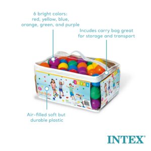 Intex 96 x 78 x 28 Ft Inflatable Jungle Adventure Play Center Spray Kiddie Pool & Small Plastic Multi-Colored Fun Ballz for Ball Pit, 100 Pack