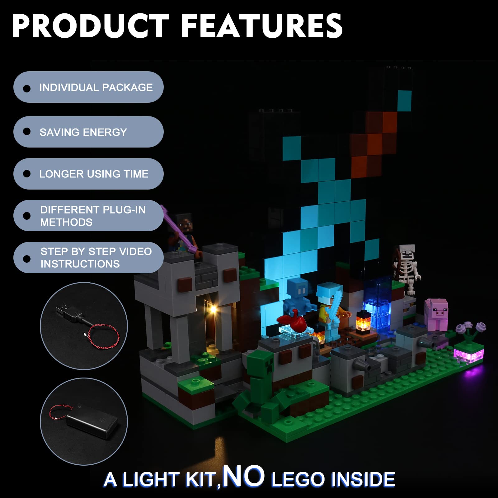 BrickBling LED Light Compatible with Lego The Sword Outpost 21244 Building Toy Set; Creative Light Compatible with Lego 21244-Lights Only, No Bricks