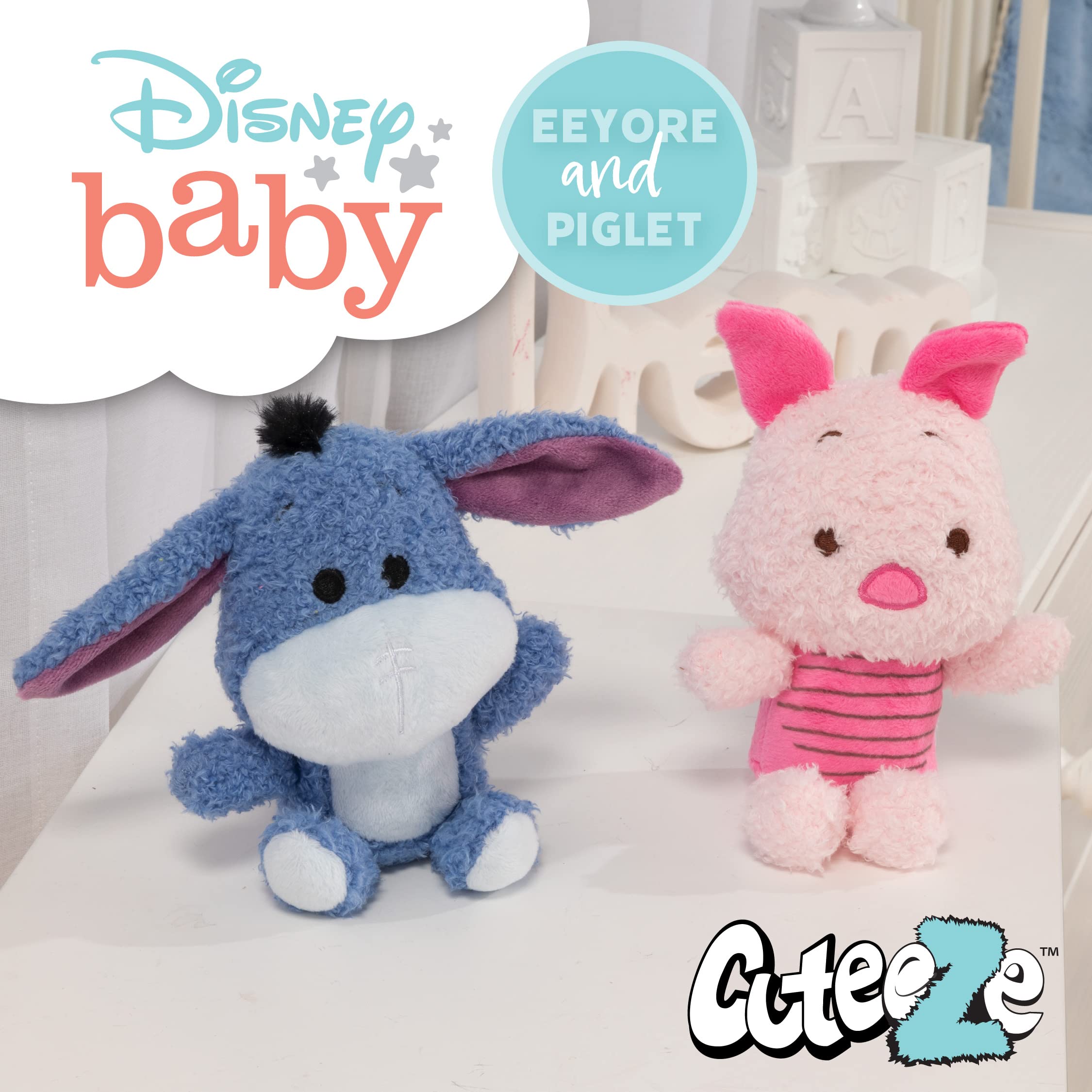 KIDS PREFERRED Disney Baby Cuteeze Winnie The Pooh Friends Eeyore and Piglet Stuffed Animal Plush Toys 2 Piece Set for Baby and Toddler Boys and Girls - 7 Inches