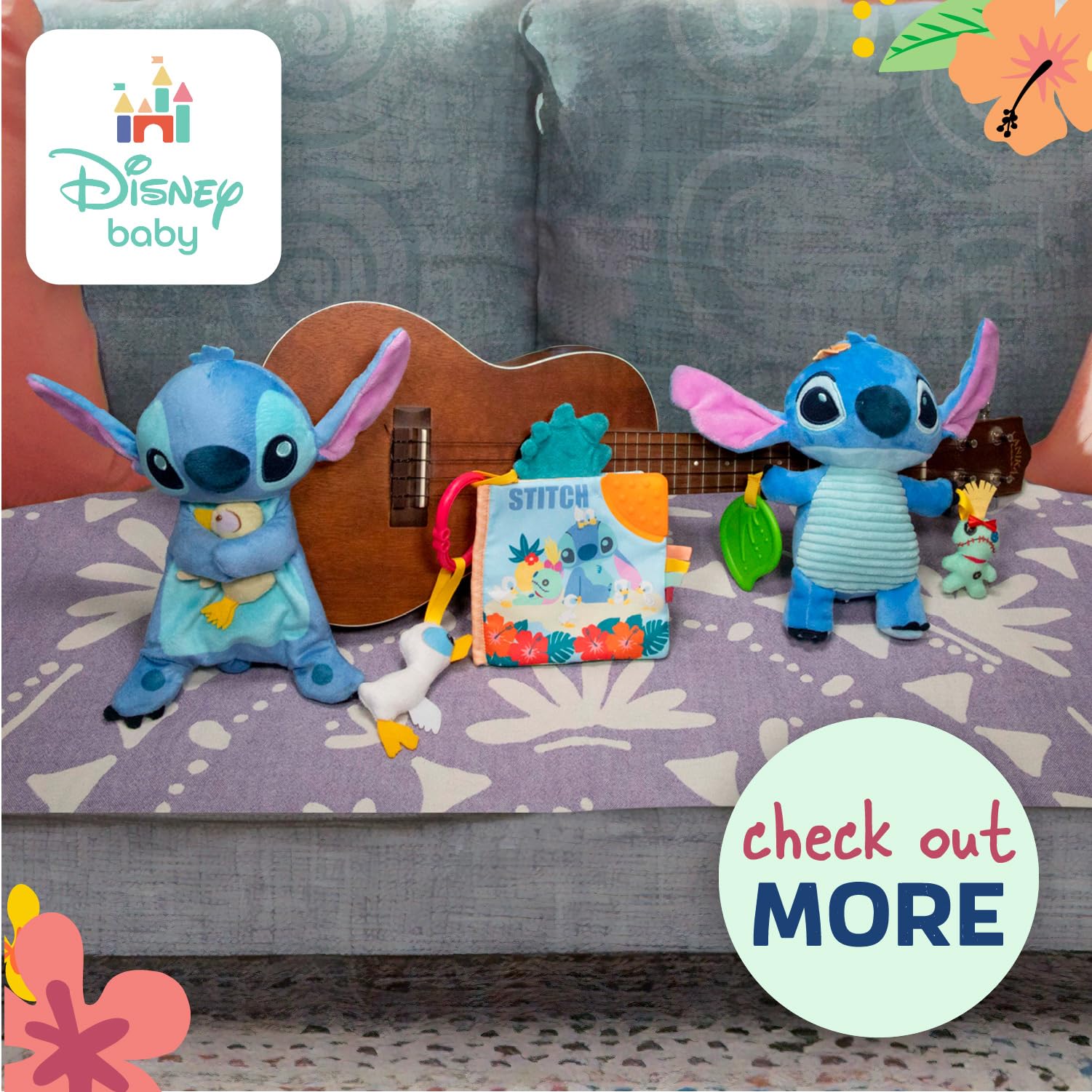 KIDS PREFERRED Disney Lilo & Stitch - Stitch 3 Piece Gift Set with Stuffed Animal Stitch Plush and Activity Toys for Babies and Toddlers