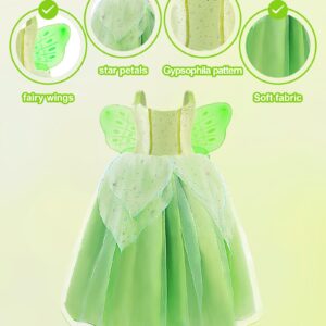 UPORPOR Light Up Fairy Costumes Girls Halloween Dress Kids Dressing Up Clothes Birthday Party Fancy led Costume, with Wing Green, 110