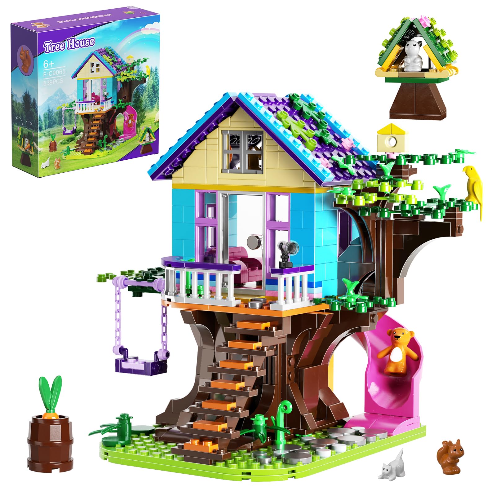 Tree House Building Kit, Friendship Forest Treehouse Building Toy with Animals and More Fun Scenes, Creative Building Set for Girls, Great Gift for Kids Who Love Nature (539 PCS)