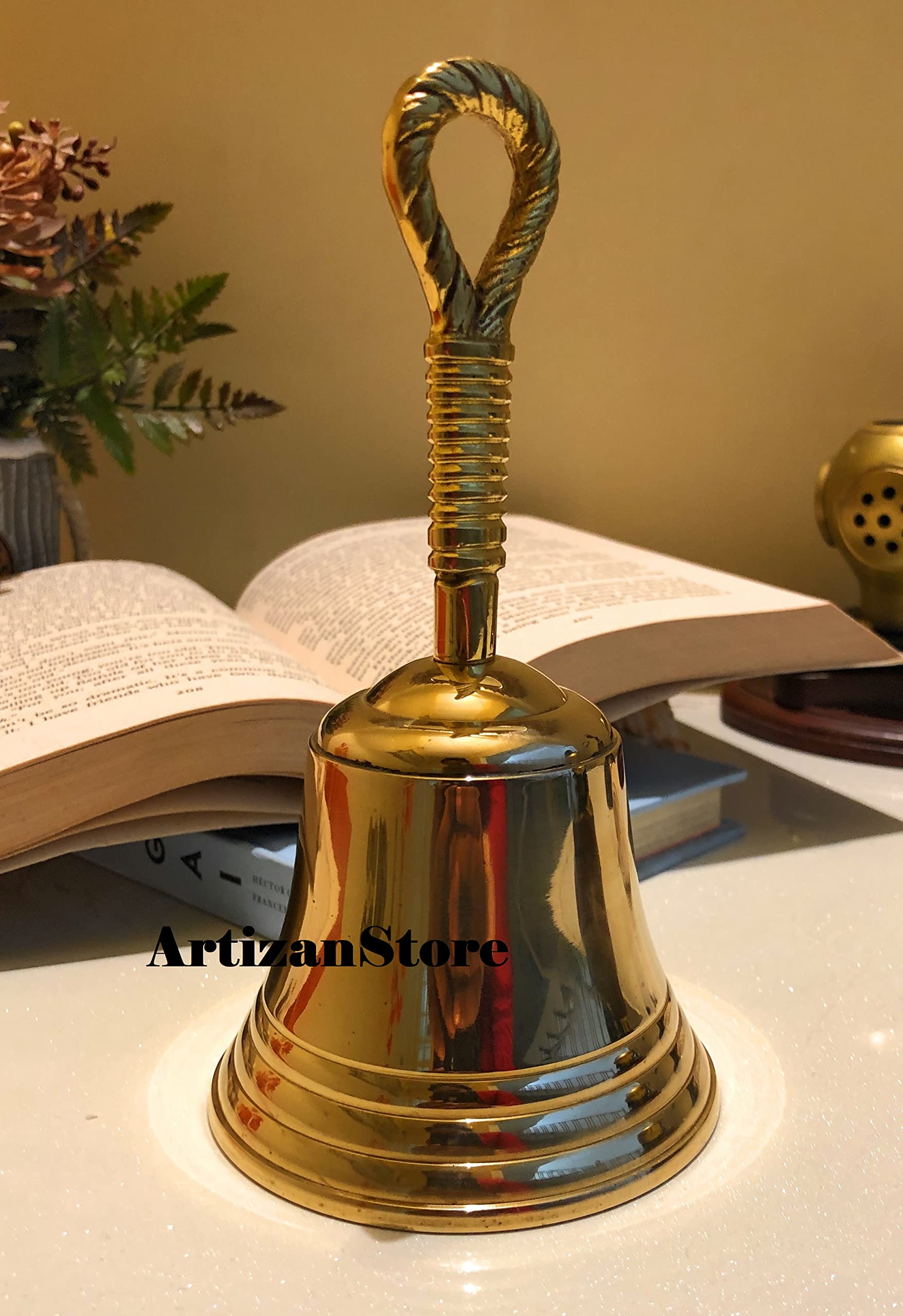 Nautical Brass Bell Handle 3.5 "-Nautical Brass Bells, 3" Nautical Bell Decoration Alarm, Ringing, Bell