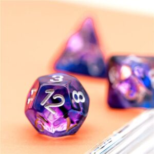 Purple Dragon Eye DND Resin Dice Set for Dungeons and Dragons, D&D, D20, D and D, Polyhedral Resin Dice, Dungeons and Dragons Gifts, Accessories