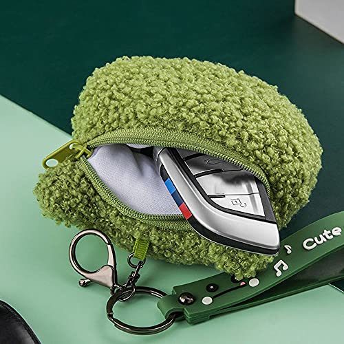 Cute Green Plush Frog Coin Purse Kawaii Frog Coin Wallets Pouch Plush Keychain for Headset Key Credit Card Holder Storage Bag