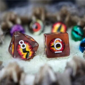 Earth Dragon Eye DND Resin Dice Set for Dungeons and Dragons, D&D, D20, D and D, Polyhedral Resin Dice, Dungeons and Dragons Gifts, Accessories